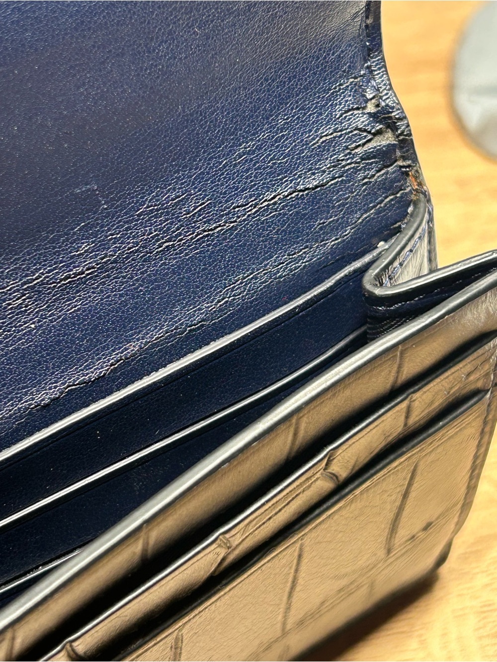 Coach Navy Croc-Embossed Continental Wallet with Snap Closure. 
EUC - Picture 4 of 9